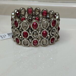 White House Black Market Silver and Fuchsia Bracelet